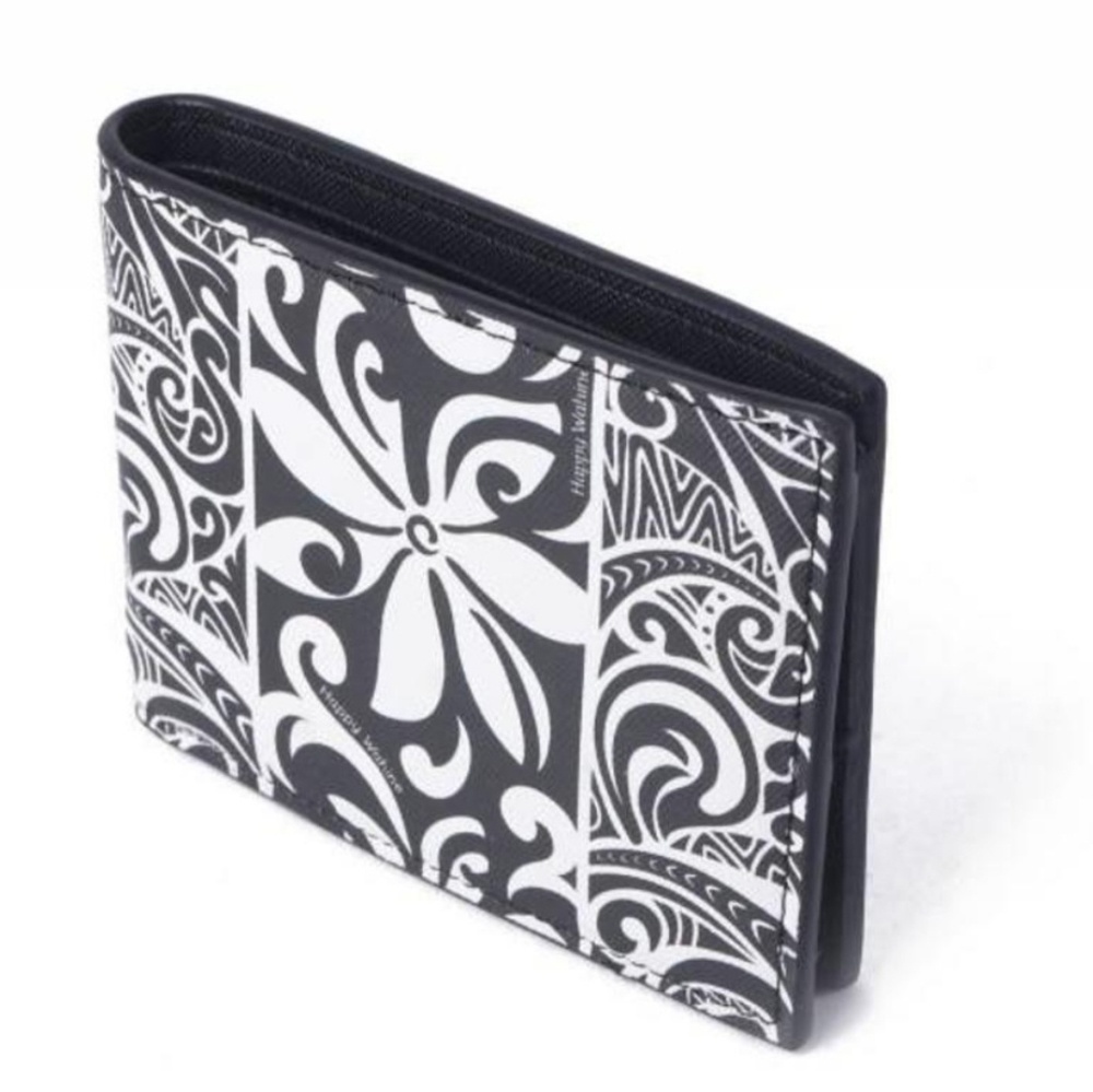 Happy Wahine Tapa Tiare Black wallet